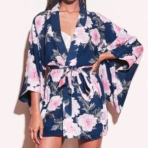 Fleur du Mal Navy and Pink Floral Robe